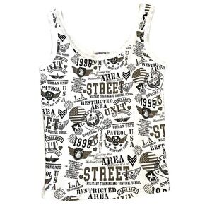 Y2K Army Graphic Tank, Cotton, Sz M, New